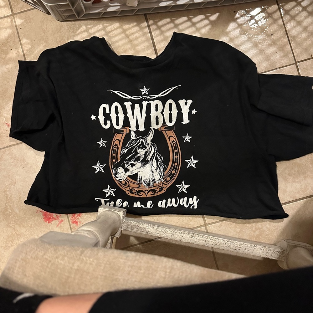 Black. Size Large. “Cowboy Take Me Away”